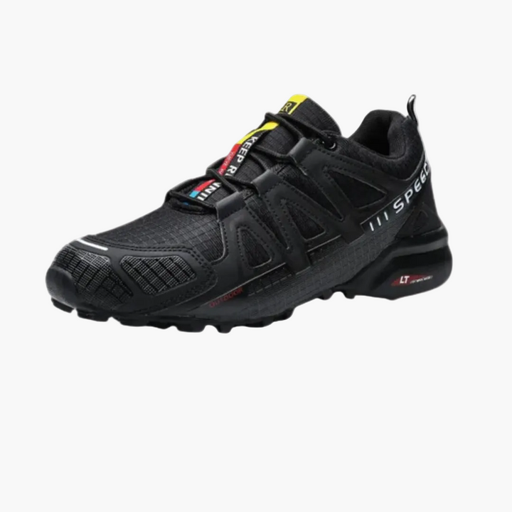 Men's colour-block running sneakers with lace-up fastening and ridged soles