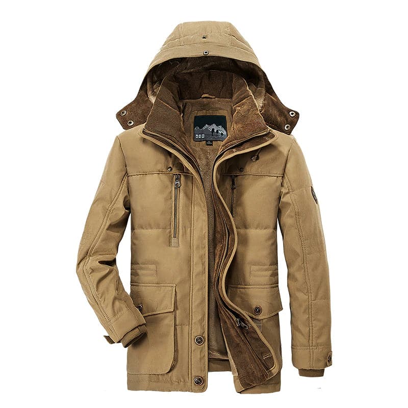 Men's hooded multi-pocket winter parka jacket