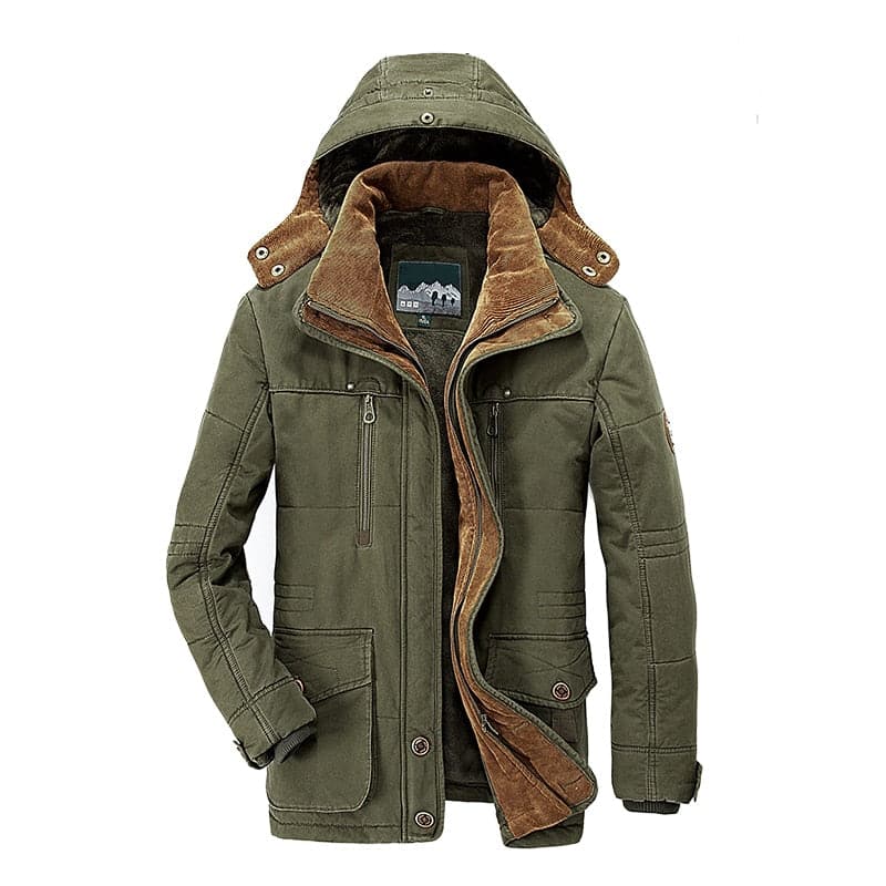 Men's hooded multi-pocket winter parka jacket