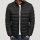 Men's quilted puffer jacket with high collar and zip pockets