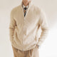 Men's ribbed knit jumper with full zip and mock neck
