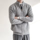 Men's ribbed knit jumper with full zip and mock neck