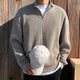 Men's ribbed half-zip sweater with mock neck and long sleeves