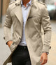 Men's structured trench coat with stand collar, button front and zip pockets