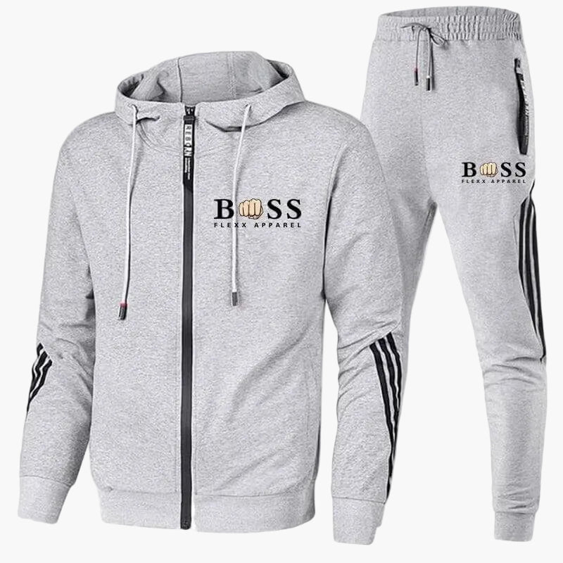 Men's two-piece hooded tracksuit with zip jacket and joggers
