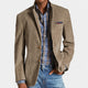 Men's single-breasted blazer with notched lapels, long sleeves and patch pockets