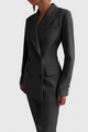 Women's tailored blazer and long trouser suit set with notched lapels