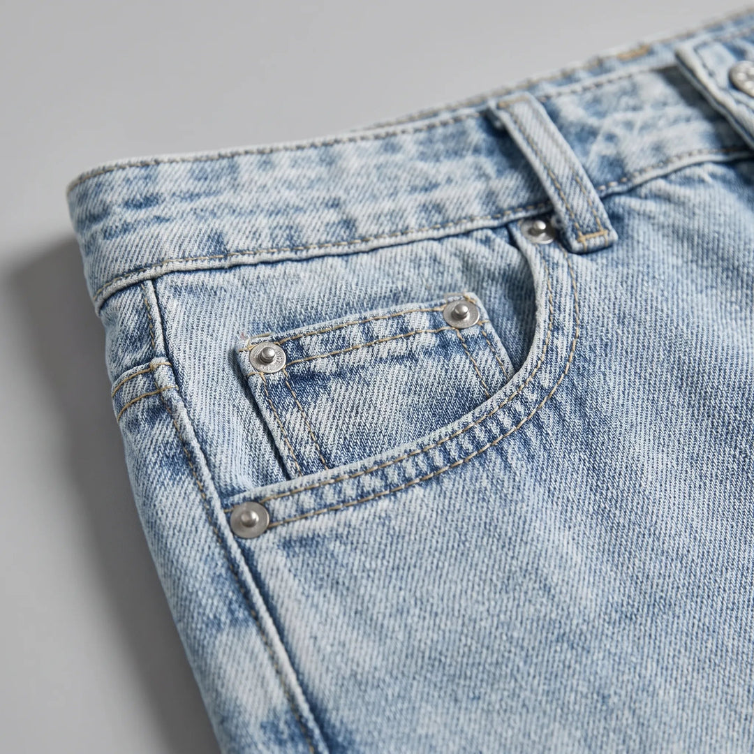 Women's high waist wide leg jeans with five-pocket design and full-length legs