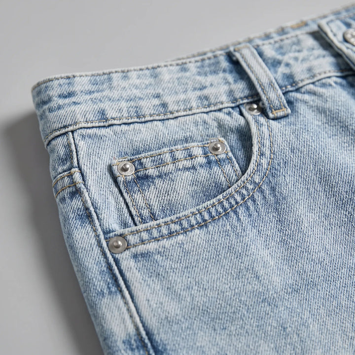 Women's high waist wide leg jeans with five-pocket design and full-length legs