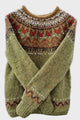 Women's olive green Fair Isle jumper with crew neck and long sleeves