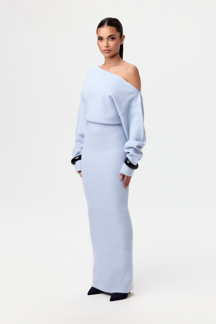 Women's off shoulder knitted maxi dress