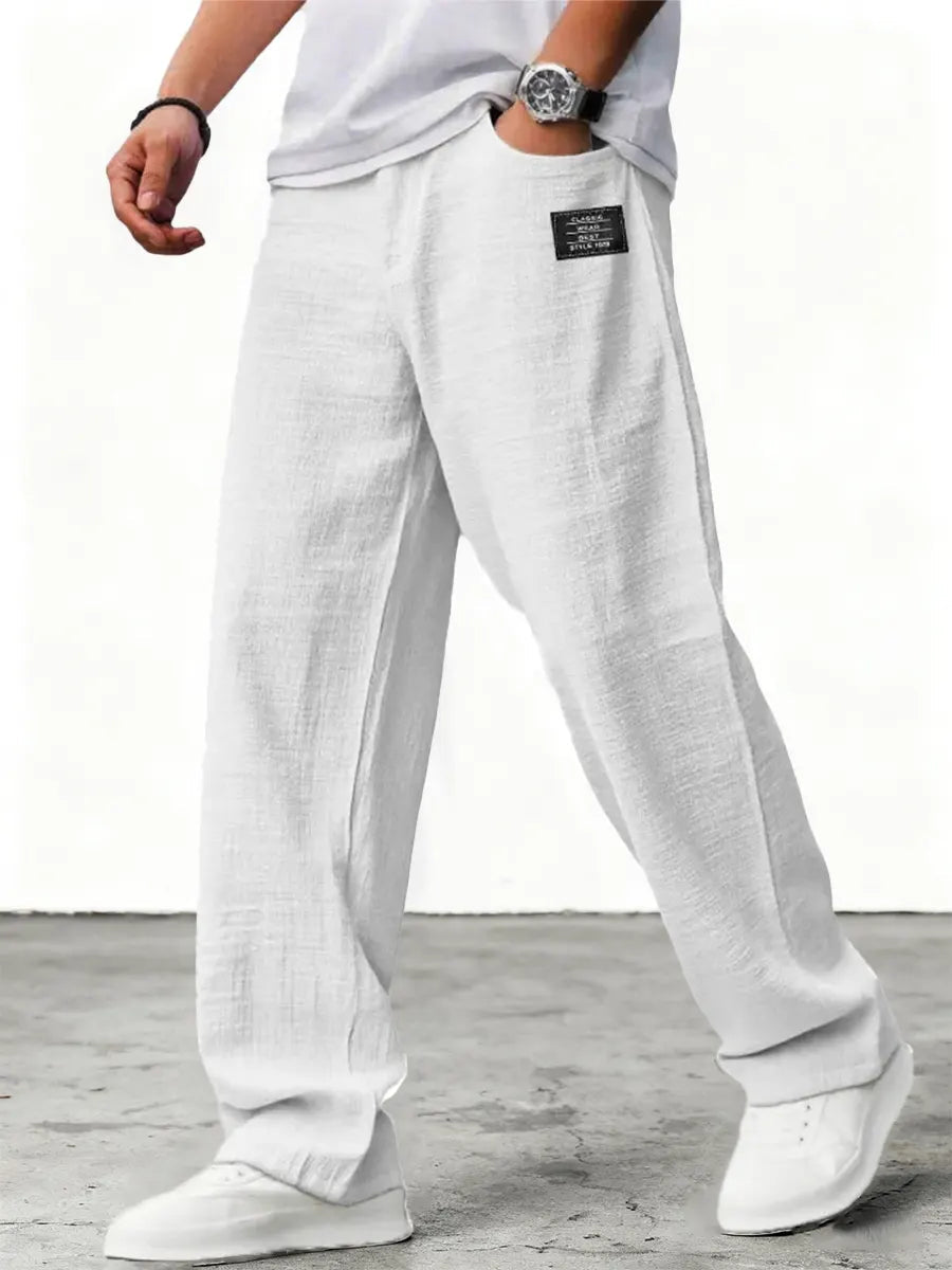 Women's relaxed-fit linen-blend summer trousers