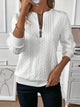 Women's textured quarter-zip jumper with mock neck and ribbed trims