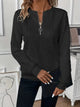 Women's textured quarter-zip jumper with mock neck and ribbed trims
