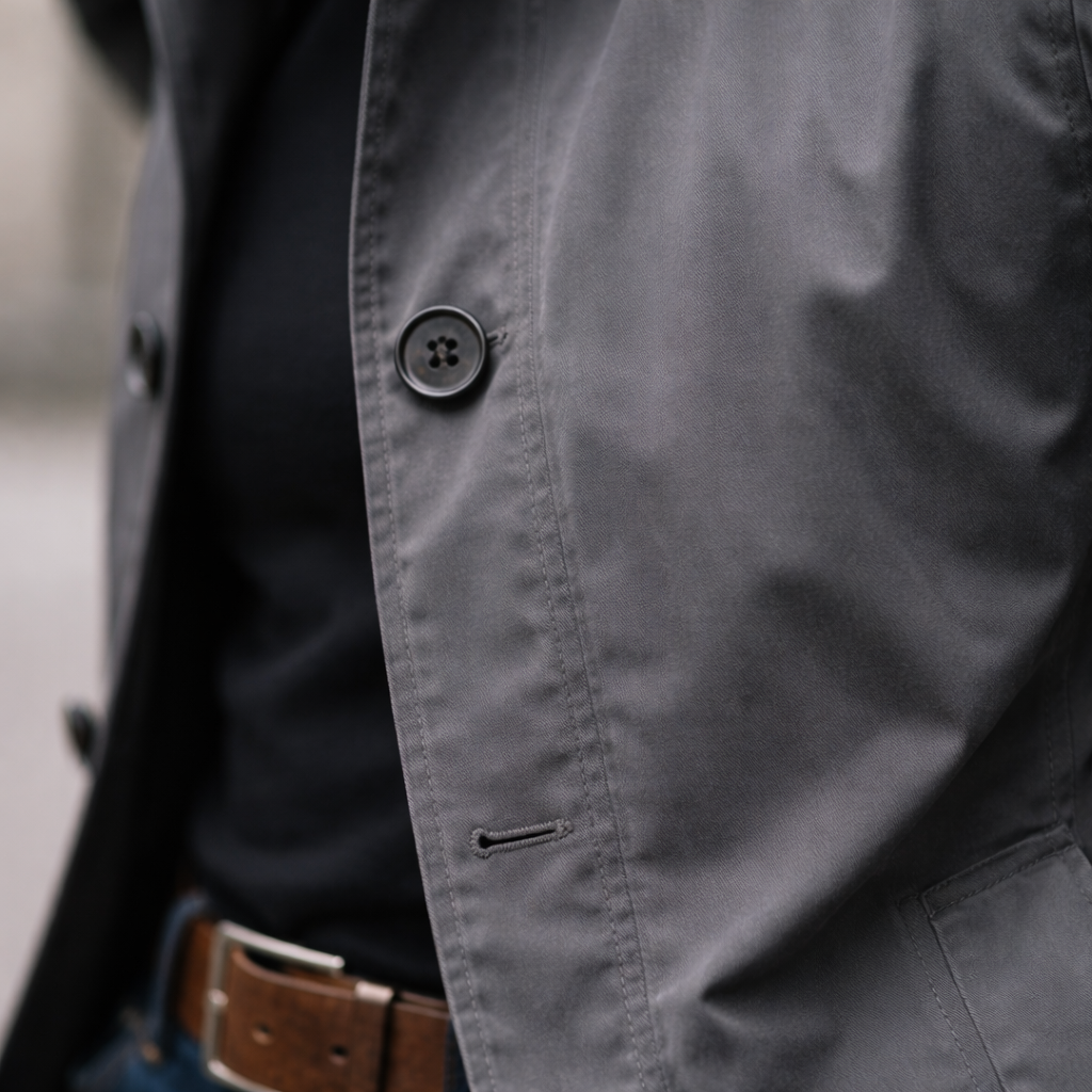 Men's button front trench-style jacket
