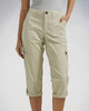Women's cropped cargo trousers with cuffed hems and multiple pockets