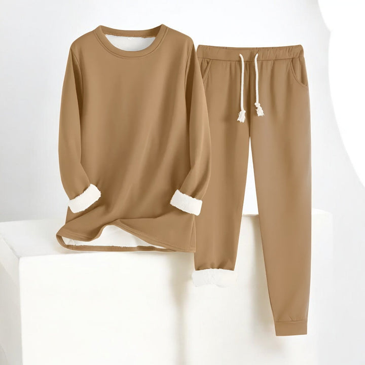 Unisex fleece-style lounge set with crew-neck top and jogger trousers
