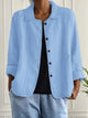Women's collared button front shirt jacket with three-quarter sleeves