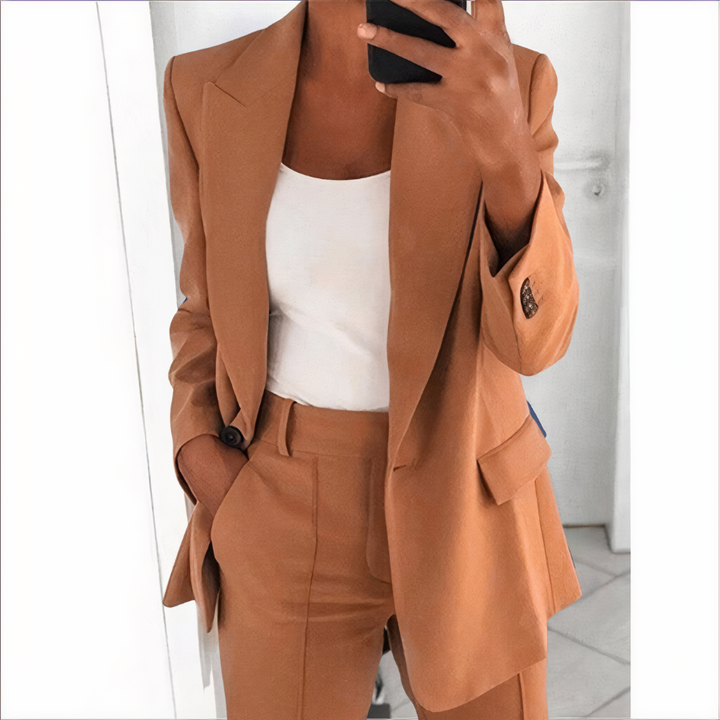Women's tailored blazer and straight-leg trouser set