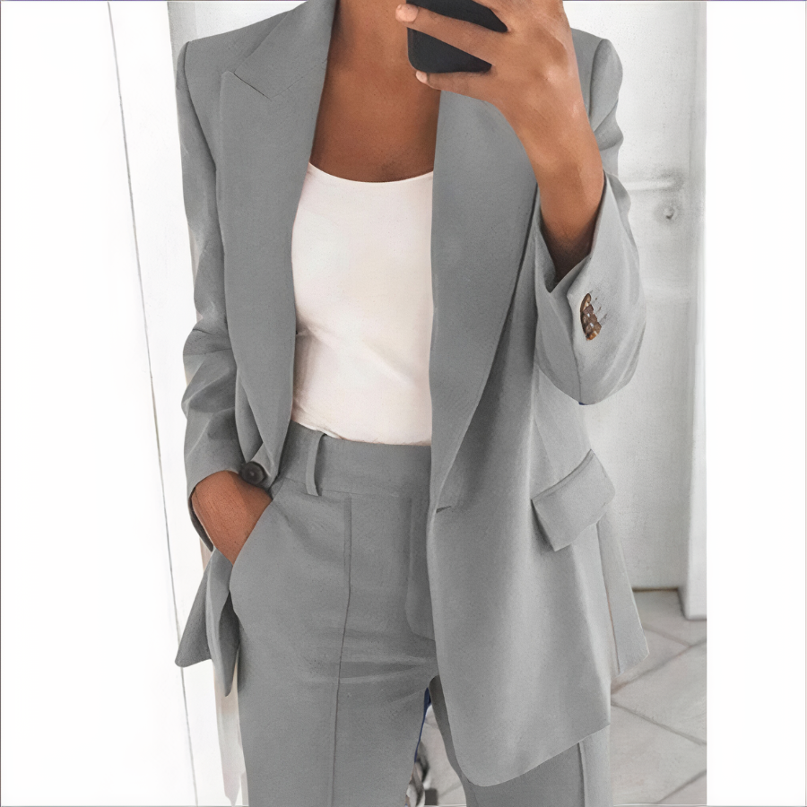 Women's tailored blazer and straight-leg trouser set