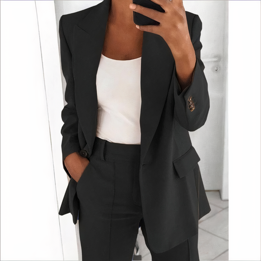 Women's tailored blazer and straight-leg trouser set