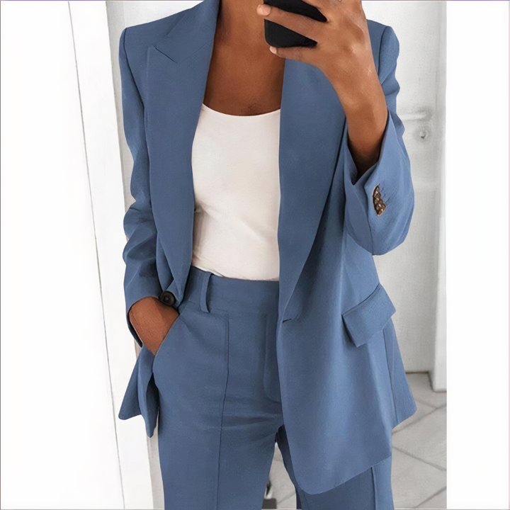 Women's tailored blazer and straight-leg trouser set