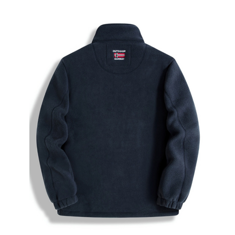 Men's fleece jacket with mock neck collar, zip front and side pockets