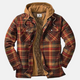 Men's checked quilted shirt jacket with hood and long sleeves