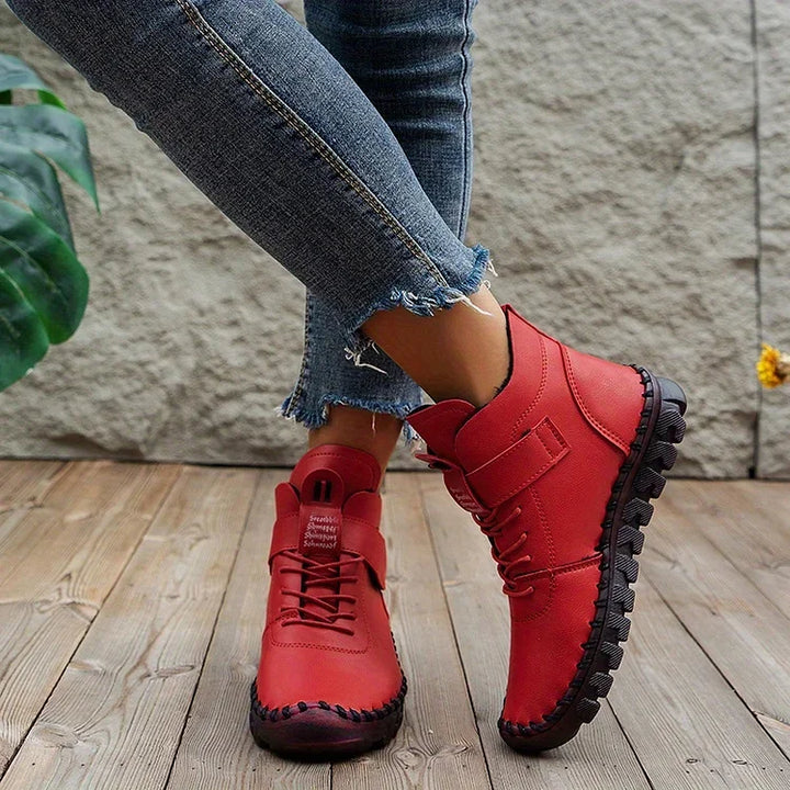 Women's orthopaedic lace-up ankle boots with side zip