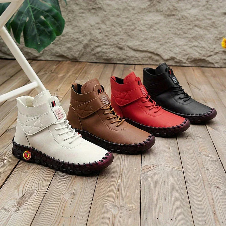 Women's orthopaedic lace-up ankle boots with side zip