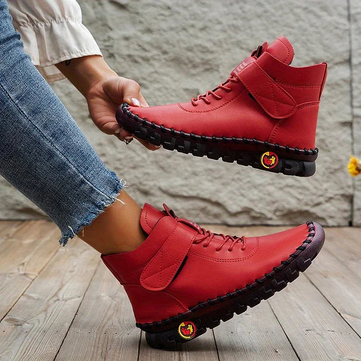 Women's orthopaedic lace-up ankle boots with side zip