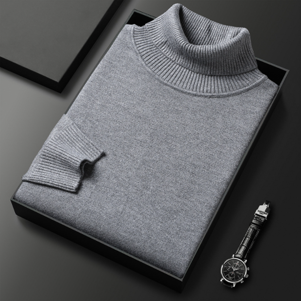 Ribbed turtleneck jumper with long sleeves and high collar