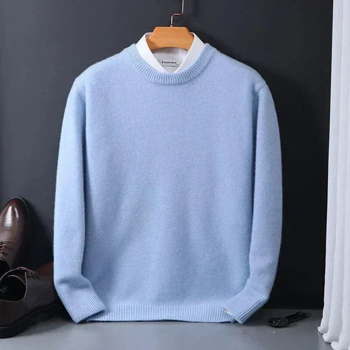Men's crew neck jumper with contrasting collar and long sleeves