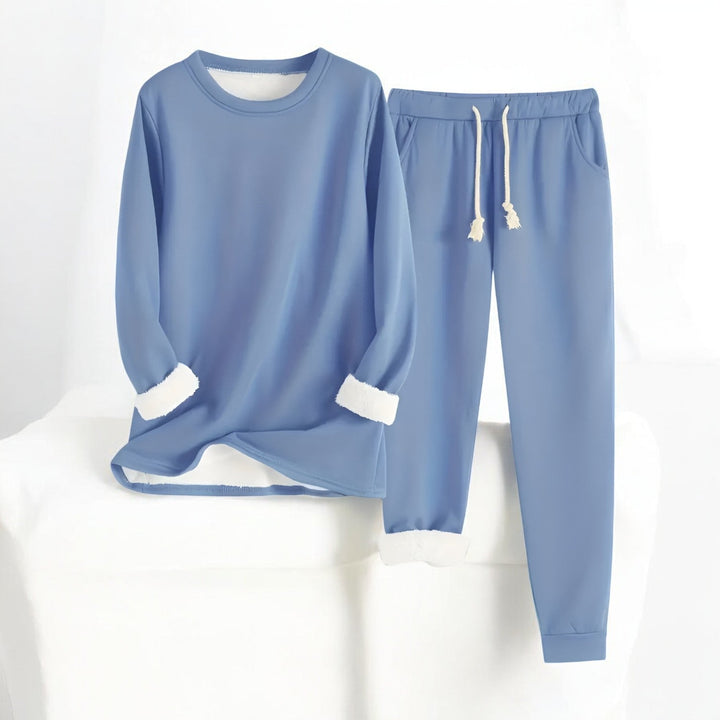 Unisex fleece-style lounge set with crew-neck top and jogger trousers