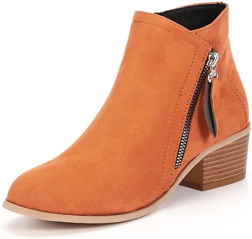 Women's ankle boots with side zips and low block heels