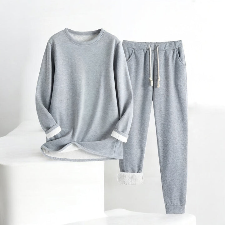 Unisex fleece-style lounge set with crew-neck top and jogger trousers