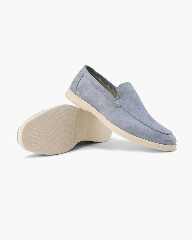 Women's slip-on loafers with almond toes and low wedge soles