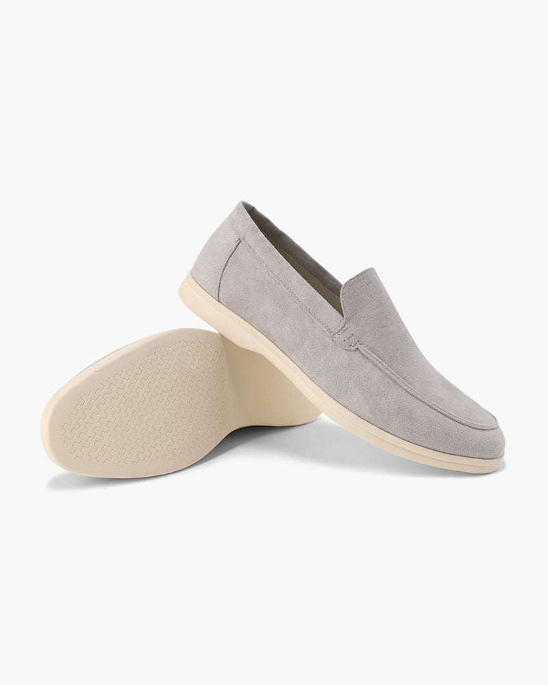 Women's slip-on loafers with almond toes and low wedge soles