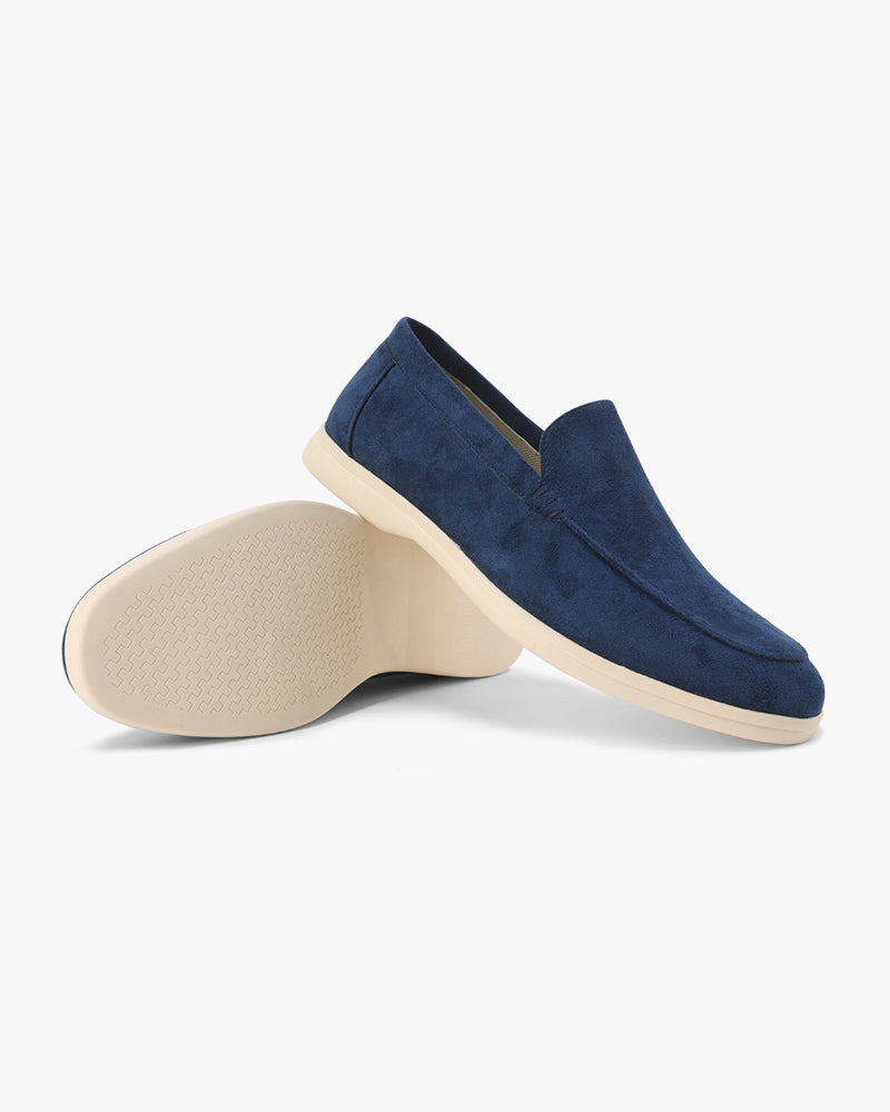 Women's slip-on loafers with almond toes and low wedge soles