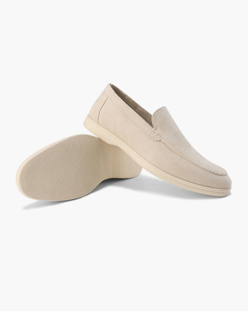 Women's slip-on loafers with almond toes and low wedge soles