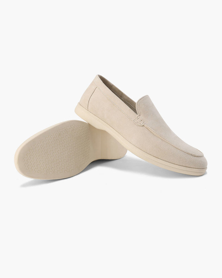 Women's slip-on loafers with almond toes and low wedge soles