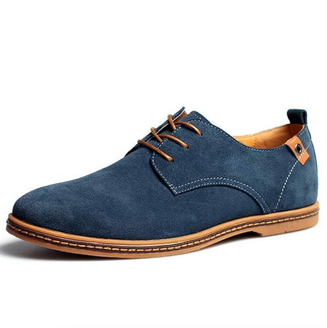 Men's textured derby shoes with brown laces and layered soles