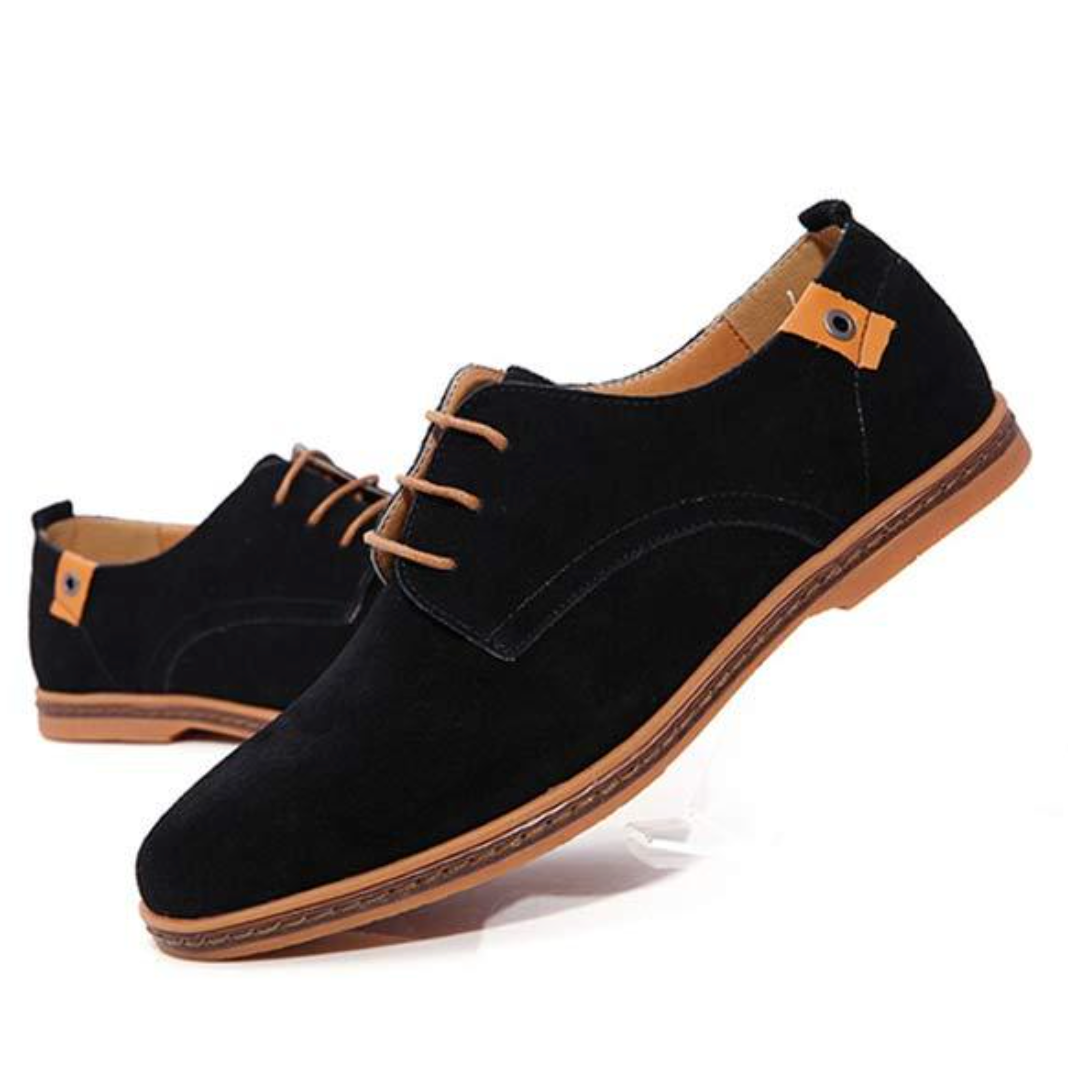 Men's textured derby shoes with brown laces and layered soles