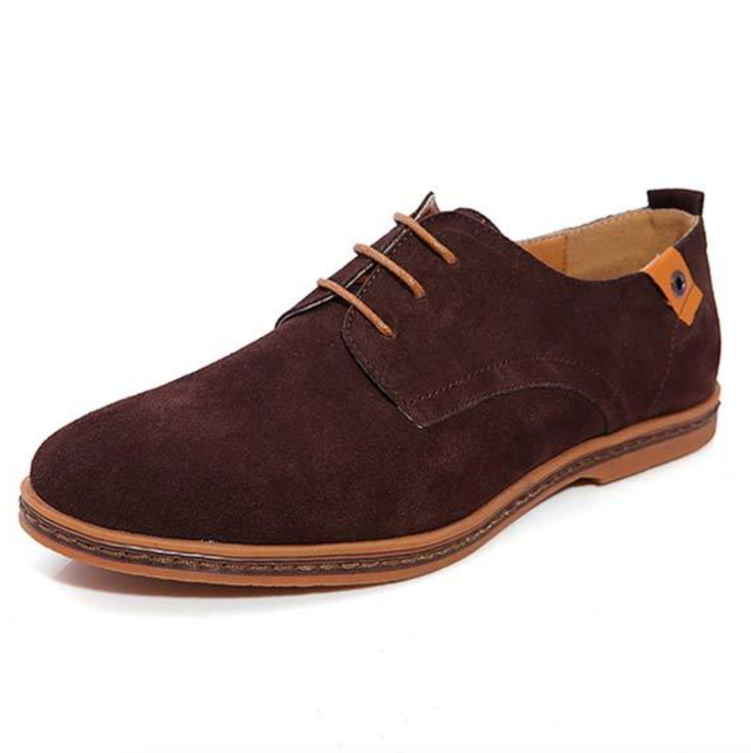 Men's textured derby shoes with brown laces and layered soles