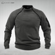 Men's high collar fleece pullover with chest and sleeve zip details