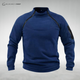 Men's high collar fleece pullover with chest and sleeve zip details