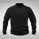 Men's high collar fleece pullover with chest and sleeve zip details
