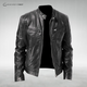 Men's leather-style biker jacket with zipped pockets