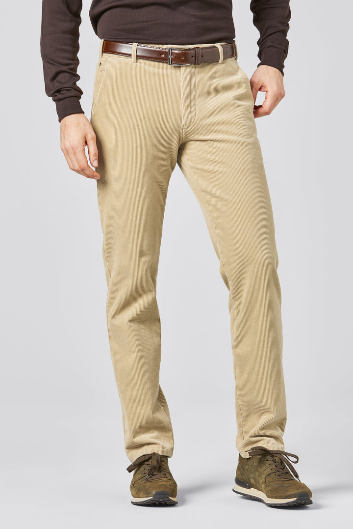 Men's straight leg corduroy trousers with belt loops and front pockets