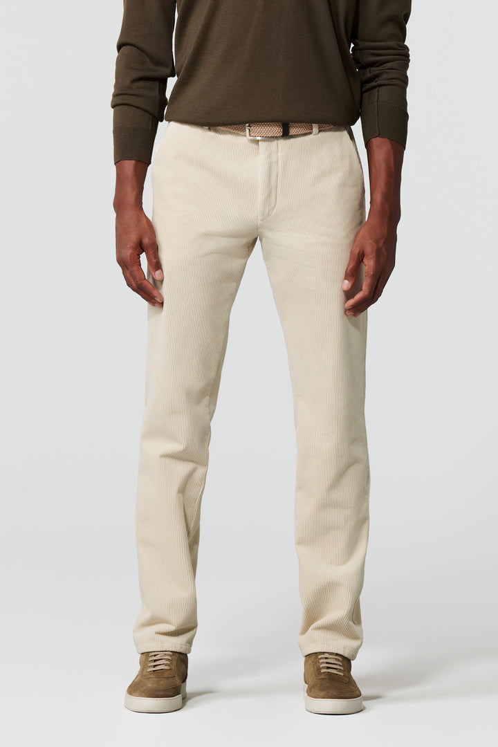 Men's straight leg corduroy trousers with belt loops and front pockets